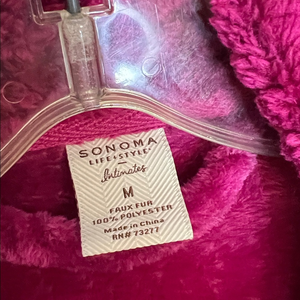 Sonoma Plush Pink Faux Fur Robe- M - Picture 3 of 5